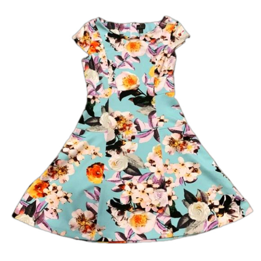 Worthington Aqua Floral Fit-and-Flare Dress